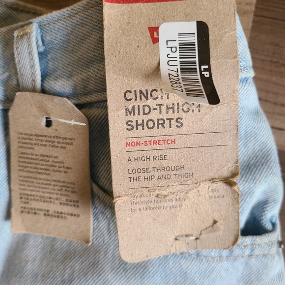 LEVI'S Light Blue Denim Cinch Mid-Thigh Shorts - Picture 2 of 4